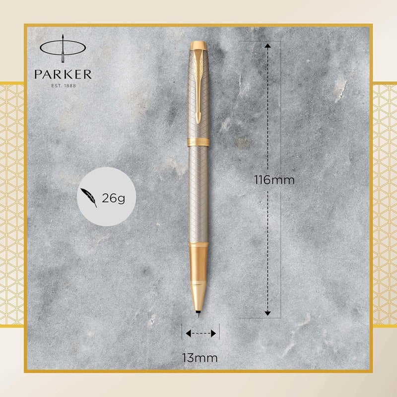 Parker IM Premium Warm Grey Rollerball Pen with Gold Trim - Gift Boxed - Image 3